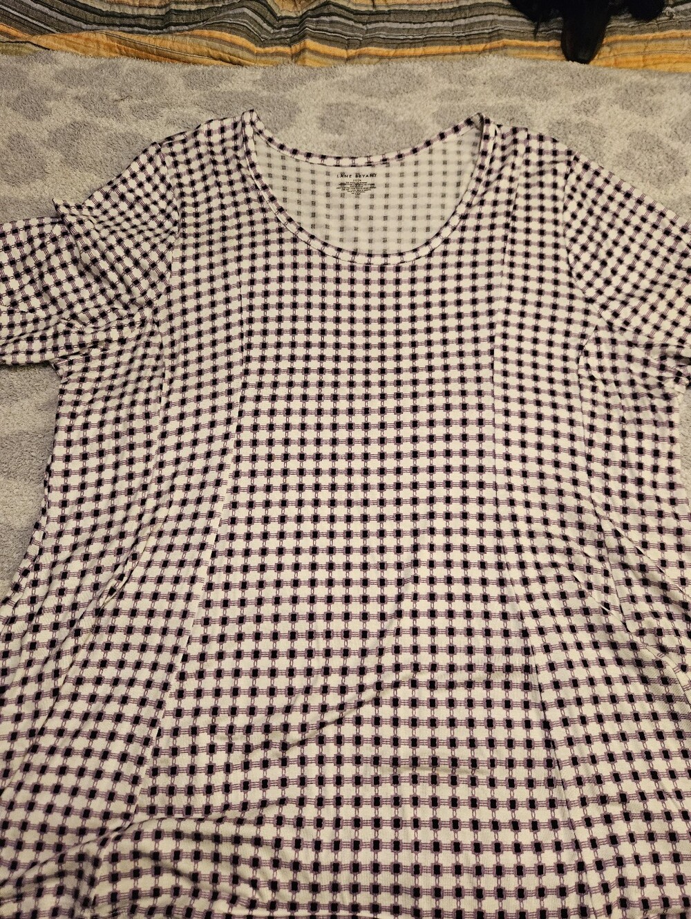 Tunic Lane Bryant Black and White Mini Check Scoop Neck Topll